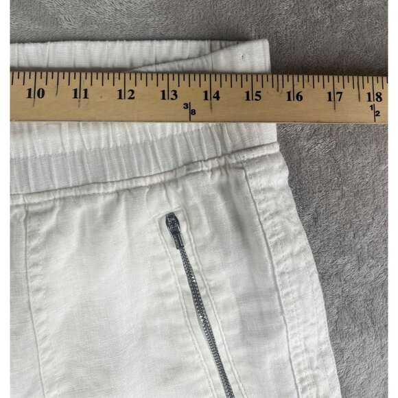Athleta Cabo Lily Linen Jogger Pants White Size 6 Elastic Waist Lightweight - Picture 11 of 15